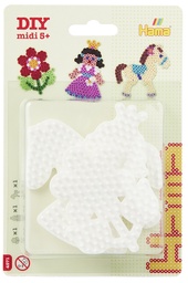 [4571] Blister Hama Beads Midi 3 Placas / Pegboards pequeñas pony, Flor y princesa