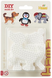 [4572] Blister Hama Beads Midi 3 Placas / Pegboards pequeñas elefante, pingüino y perro