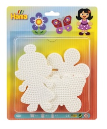 [4583] Blister Hama Beads Midi 3 Placas / Pegboards mariposa, flor y muñeca