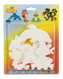 [4584] Blister Hama Beads Midi 4 Placas / Pegboards delfín, dragón, caballito de mar y rana pequeña