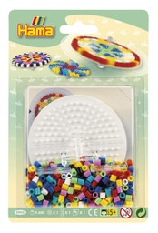 [4903] Blister Hama Beads Midi 600 beads + placa circular pequeña + conector + papel