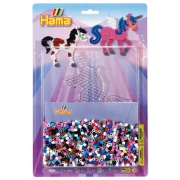 [4024] Blister Hama Beads Midi 2000 beads + placa unicornio + papel